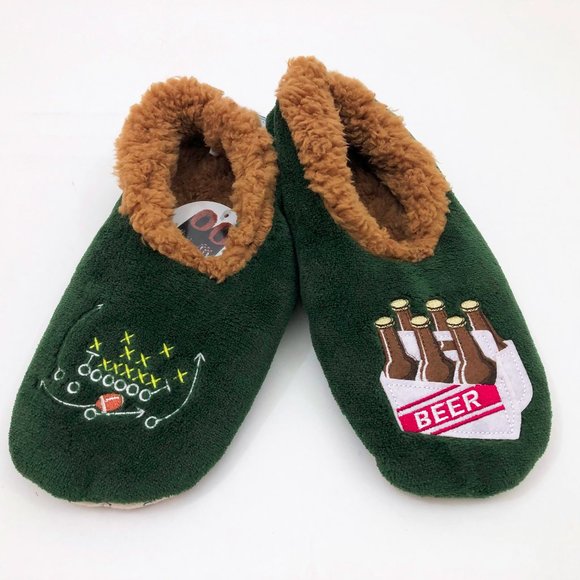 NWT Snoozies Men's Football & Beer Medium 9/10 Drab Green - Picture 1 of 6